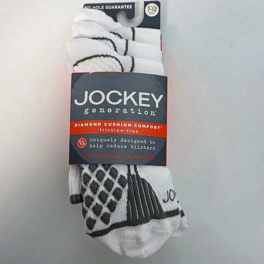 Jockey Generation Mens 3 Pack Quarter Crew Sport Socks White Grey Size 7-12 New